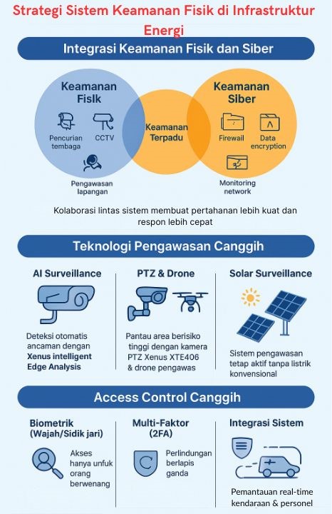 Infografis sistem keamanan fisik infrastruktur energi